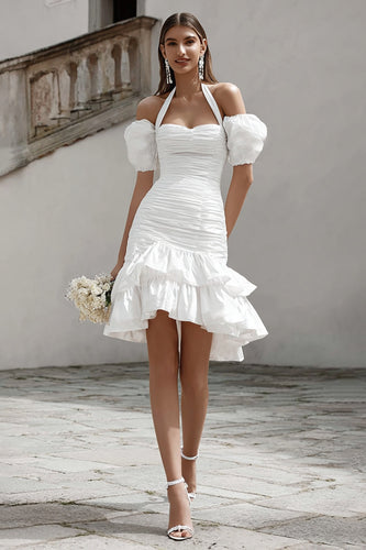 Ivory Tiered Bodycon Short Bridal Shower Dress with Ruffles