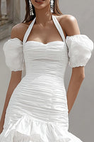 Load image into Gallery viewer, Ivory Tiered Bodycon Short Bridal Shower Dress with Ruffles