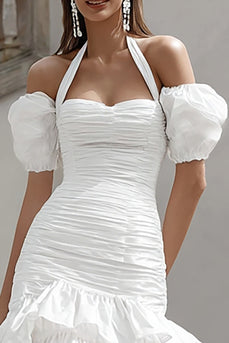 Ivory Tiered Bodycon Short Bridal Shower Dress with Ruffles