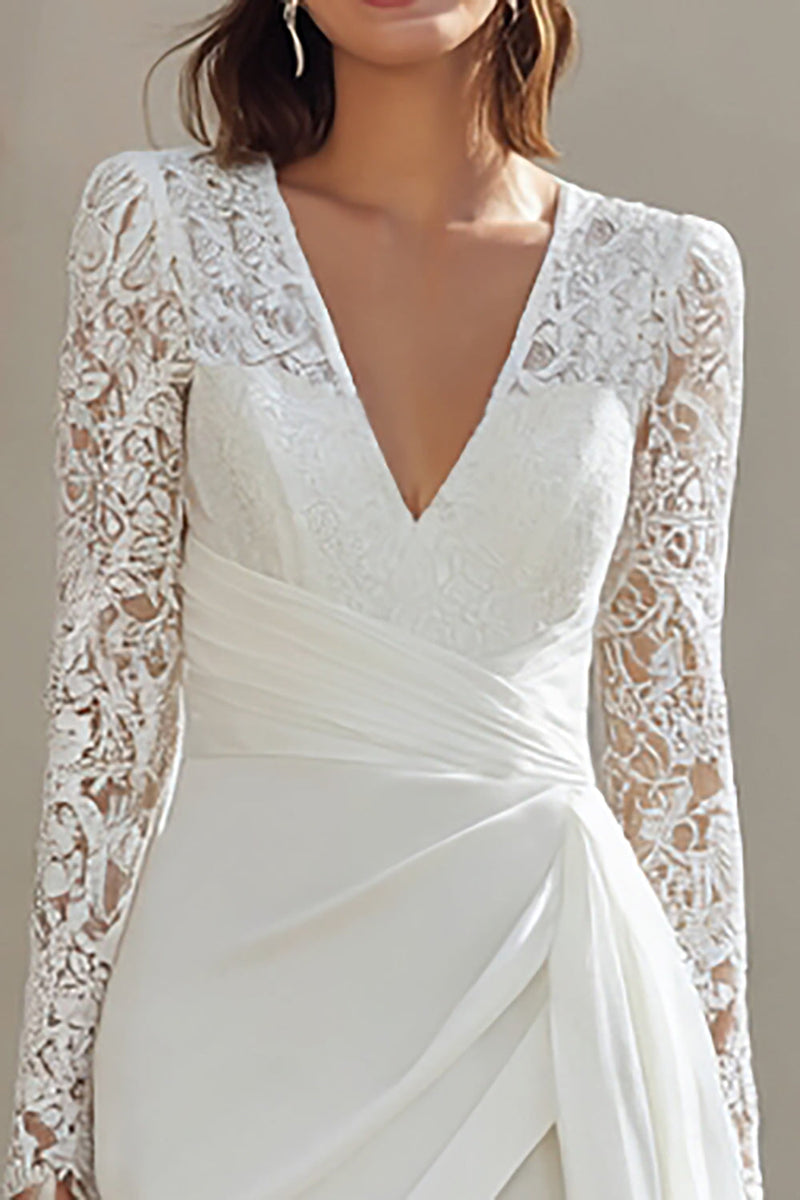 Load image into Gallery viewer, Ivory V-Neck Bodycon Short Bridal Shower Dress with Lace
