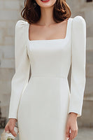 Load image into Gallery viewer, Ivory Square Neck Bodycon Midi Engagement Dress with Sleeves