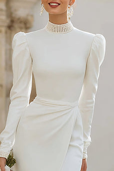 Sparkly Ivory Short Bodycon Bridal Shower Dress with Slit