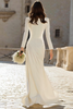 Load image into Gallery viewer, Ivory Bateau Neck Sheath Maxi Bridal Dress with Slit