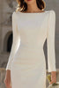 Load image into Gallery viewer, Ivory Bateau Neck Sheath Maxi Bridal Dress with Slit