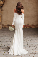 Load image into Gallery viewer, Ivory Sweep Train Mermaid Wedding Dress with Slit