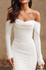 Load image into Gallery viewer, Ivory Sweep Train Mermaid Wedding Dress with Slit