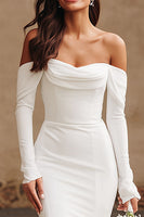 Load image into Gallery viewer, Ivory Sweep Train Mermaid Wedding Dress with Slit