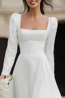 Load image into Gallery viewer, Ivory A Line Ruffled Satin Maxi Engagement Dress with Sleeves