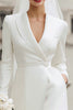 Load image into Gallery viewer, Sheath Shawl Lapel Ivory Short Bridal Shower Dress with Sleeves