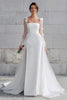 Load image into Gallery viewer, Ivory Square Neck Sweep Train Long Sleeves Wedding Dress with Appliques