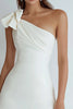 Load image into Gallery viewer, Ivory Satin A Line One Shoulder Short Bachelorette Party Dress with Bow