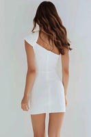 Load image into Gallery viewer, Ivory Satin One Shoulder Tight Short Bachelorette Party Dress