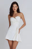 Load image into Gallery viewer, Ivory Satin Strapless A-Line Ruched Short Bachelorette Party Dress