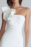 Load image into Gallery viewer, Ivory Satin One Shoulder Tight Short Bachelorette Party Dress