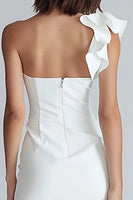 Load image into Gallery viewer, Ivory Satin One Shoulder Tight Short Bachelorette Party Dress
