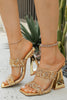 Load image into Gallery viewer, Sparkly Double Strap Golden Chunky Heel Sandals