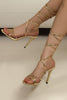 Load image into Gallery viewer, Golden Strappy High Heel Gladiator Stiletto Sandals