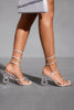 Load image into Gallery viewer, Sparkly Silver Open Toe Gladiator Stiletto Strappy High Heel Sandals