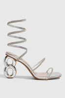Load image into Gallery viewer, Sparkly Silver Open Toe Gladiator Stiletto Strappy High Heel Sandals