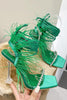 Load image into Gallery viewer, Fuchsia Strappy High Heel Gladiator Stiletto Sandals with Feather