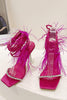 Load image into Gallery viewer, Fuchsia Strappy High Heel Gladiator Stiletto Sandals with Feather