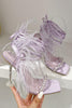 Load image into Gallery viewer, Fuchsia Strappy High Heel Gladiator Stiletto Sandals with Feather
