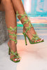 Load image into Gallery viewer, Sparkly Wrap Up Gladiator Stiletto Strappy High Heeled Sandals with Butterflies