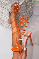 Load image into Gallery viewer, Sparkly Wrap Up Gladiator Stiletto Strappy High Heeled Sandals with Butterflies
