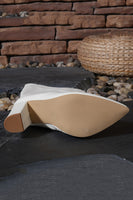 Load image into Gallery viewer, White Go Go Knee High Chunky Heel Pointed Toe Boots