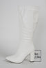 Load image into Gallery viewer, White Go Go Knee High Chunky Heel Pointed Toe Boots