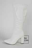 Load image into Gallery viewer, White Go Go Knee High Chunky Heel Pointed Toe Boots