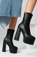 Load image into Gallery viewer, White Go Go Chunky Platform Heeled Ankle Round Toe Boots