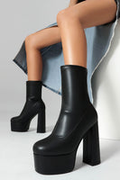Load image into Gallery viewer, White Go Go Chunky Platform Heeled Ankle Round Toe Boots