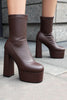 Load image into Gallery viewer, White Go Go Chunky Platform Heeled Ankle Round Toe Boots