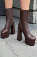 Load image into Gallery viewer, White Go Go Chunky Platform Heeled Ankle Round Toe Boots