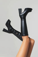 Load image into Gallery viewer, White Go Go Square Toe Knee High Chunky Platform Heel Boots