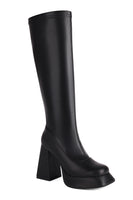 Load image into Gallery viewer, White Go Go Square Toe Knee High Chunky Platform Heel Boots