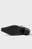 Load image into Gallery viewer, Dark Blue Wide Calf Chunky Heel Embroidered Western Cowgirl Boots