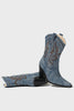Load image into Gallery viewer, Dark Blue Wide Calf Chunky Heel Embroidered Western Cowgirl Boots