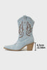 Load image into Gallery viewer, Dark Blue Wide Calf Chunky Heel Embroidered Western Cowgirl Boots