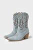Load image into Gallery viewer, Dark Blue Wide Calf Chunky Heel Embroidered Western Cowgirl Boots