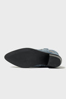 Load image into Gallery viewer, Dark Blue Mid Calf Chunky Heel Embroidered Cowgirl Boots