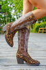 Load image into Gallery viewer, Brown Leopard Wide Calf Pointed Toe Western Cowgirl Chunky Heel Boots