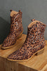 Load image into Gallery viewer, Brown Leopard Wide Calf Cowgirl Chunky Heel Pointed Toe Ankle Boots