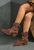 Load image into Gallery viewer, Brown Leopard Wide Calf Cowgirl Chunky Heel Pointed Toe Ankle Boots