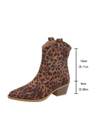 Load image into Gallery viewer, Brown Leopard Wide Calf Cowgirl Chunky Heel Pointed Toe Ankle Boots