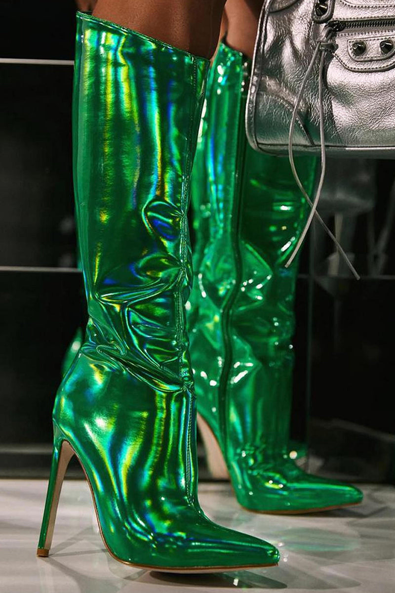 Load image into Gallery viewer, Sparkly Hot Pink Knee High Heel High Stiletto Boots