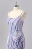 Load image into Gallery viewer, Sparkly Lilac Spaghetti Straps Tight Short Prom Dress with Beading