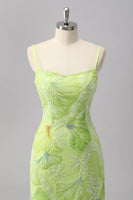 Load image into Gallery viewer, Sparkly Green Beaded Sheath Maxi Prom Dress with Slit