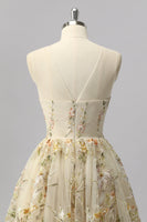 Load image into Gallery viewer, Sparkly Apricot A Line Short Floral Prom Dress with Beading